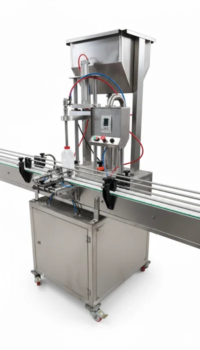 Single Nozzle Volumetric Conveyor Type PLC Controlled Milk Filling Machine